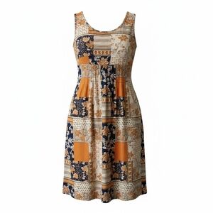 Emery Rose Sleeveless Patchwork Floral Midi Dress